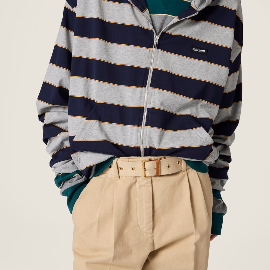 Striped jersey hoodie