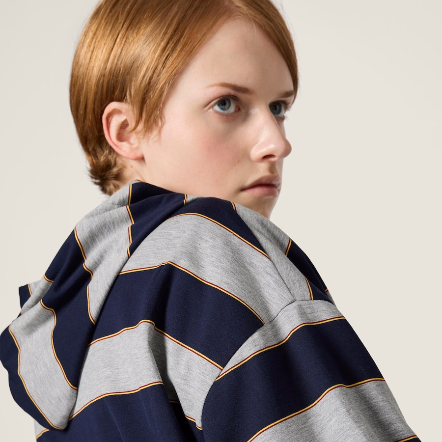 Striped jersey hoodie