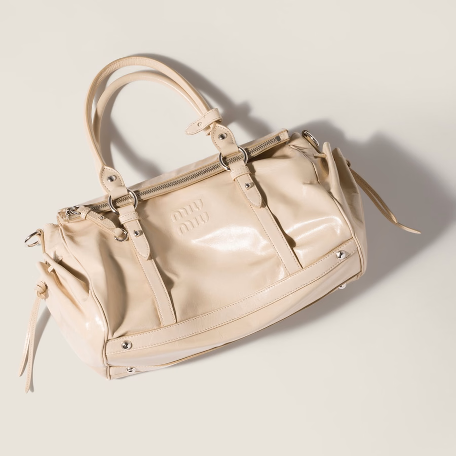 Shiny leather handbag