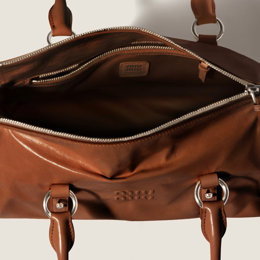 Shiny leather handbag