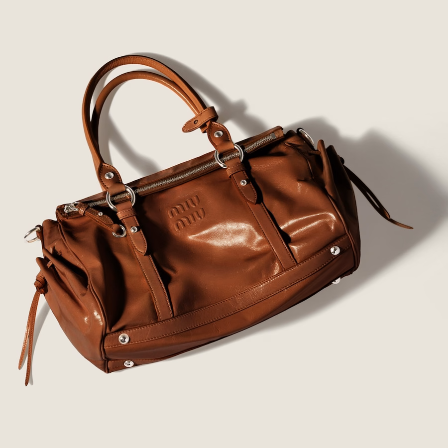 Shiny leather handbag