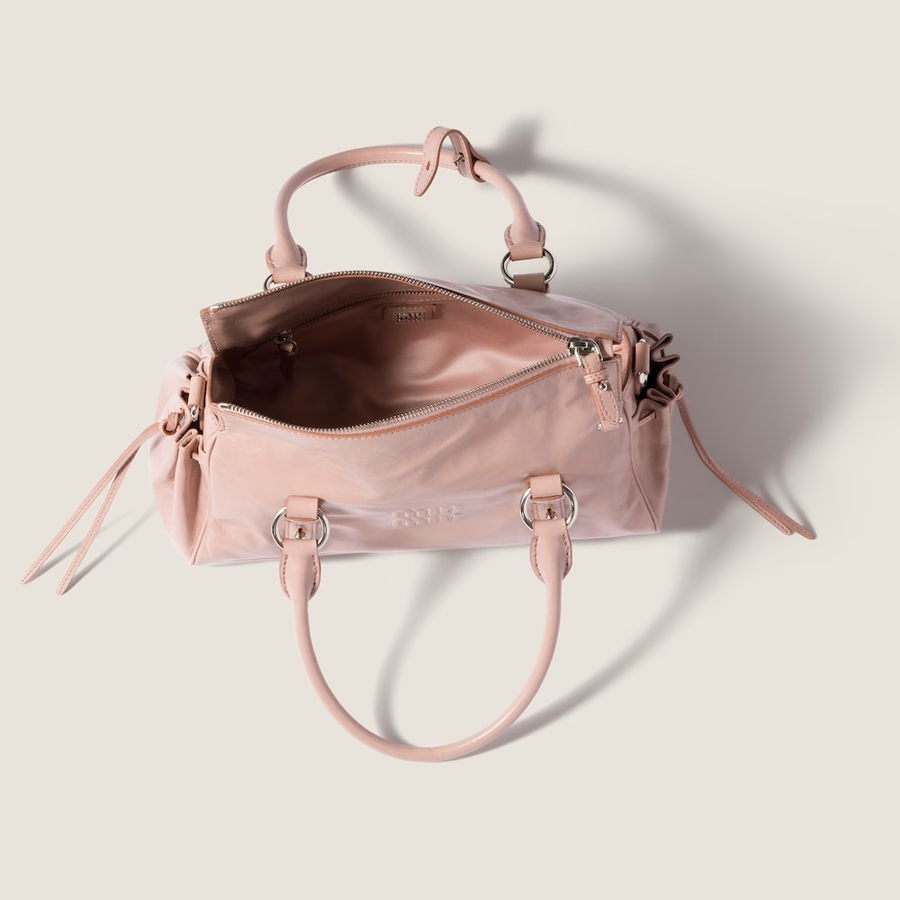 Glossy leather handbag