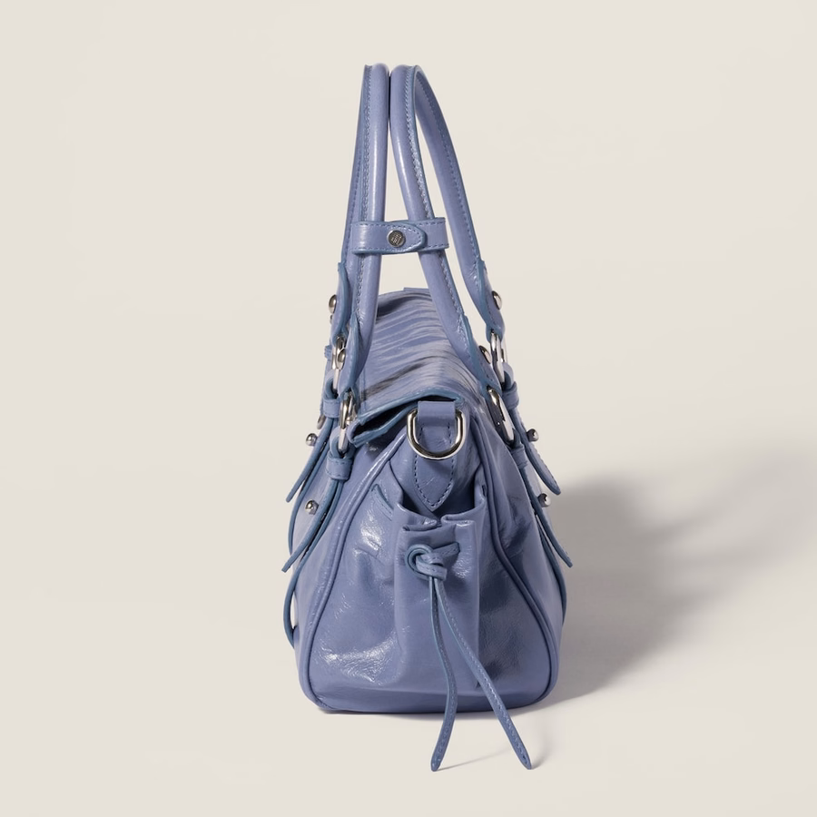 Glossy leather handbag