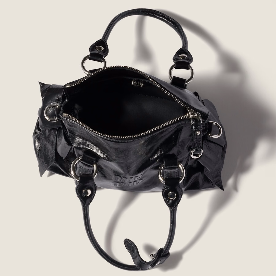 Shiny leather handbag