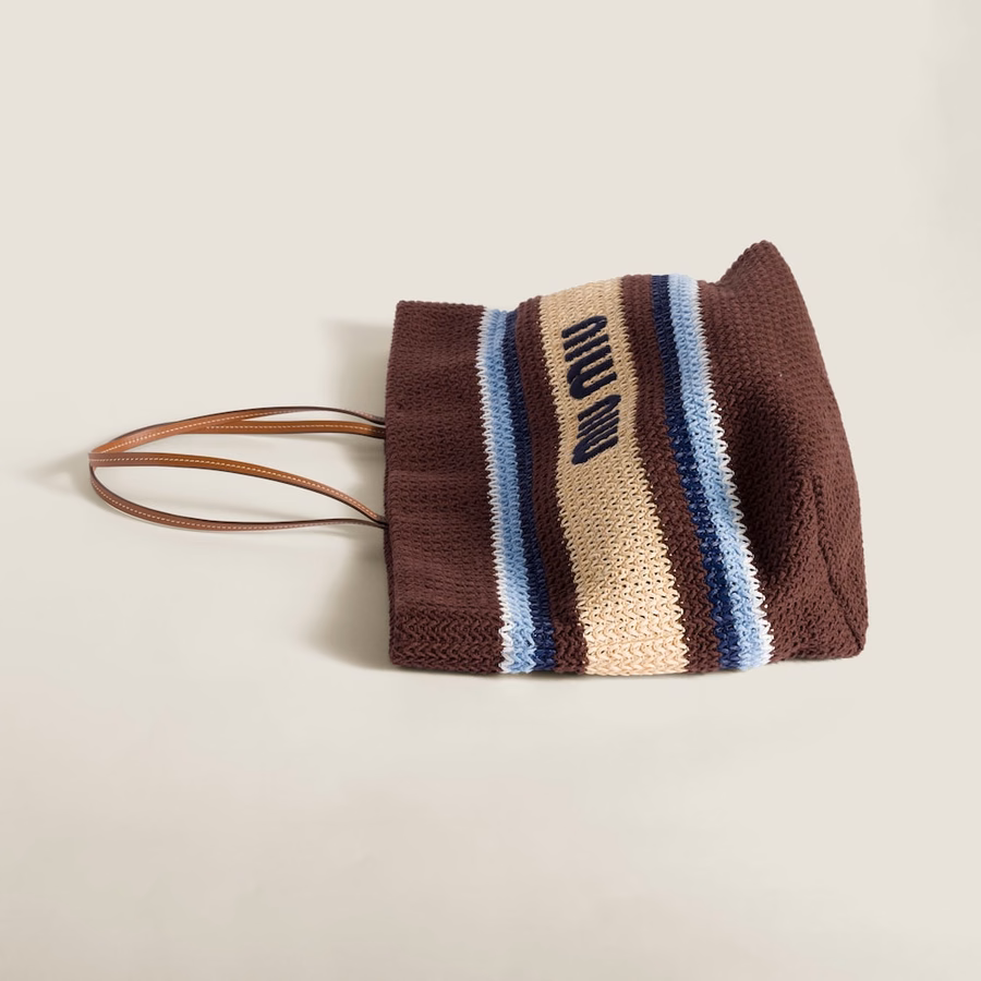 Raffia-effect woven tote bag
