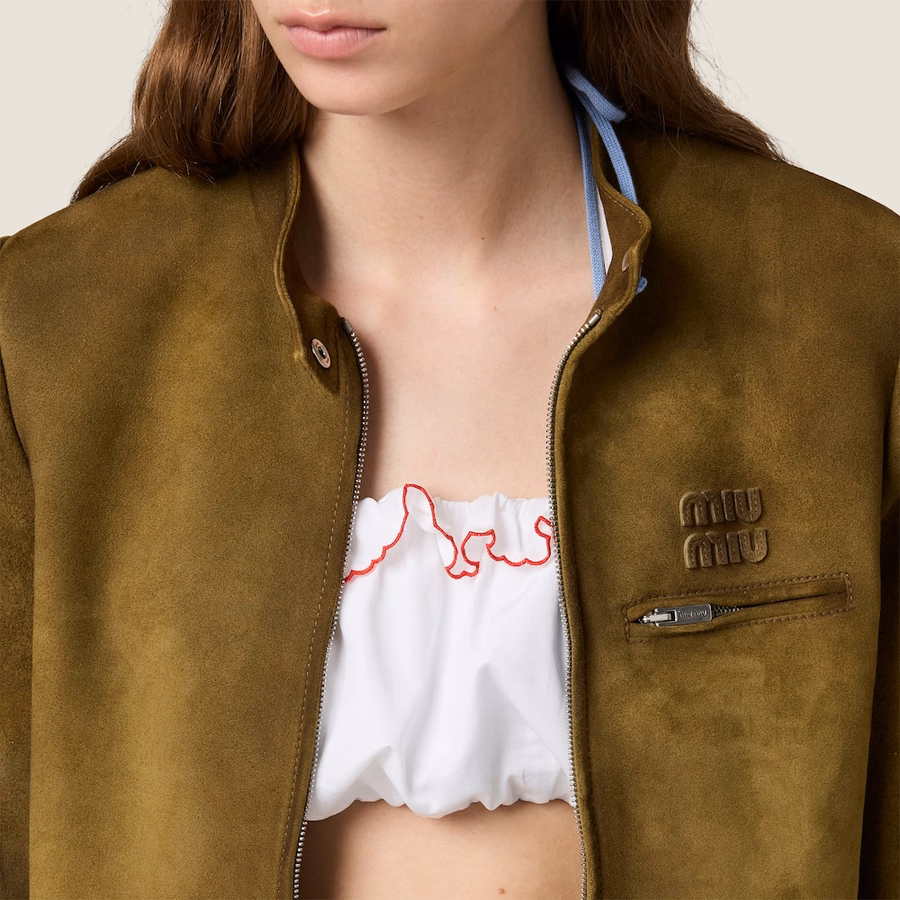 Embroidered poplin bandeau top